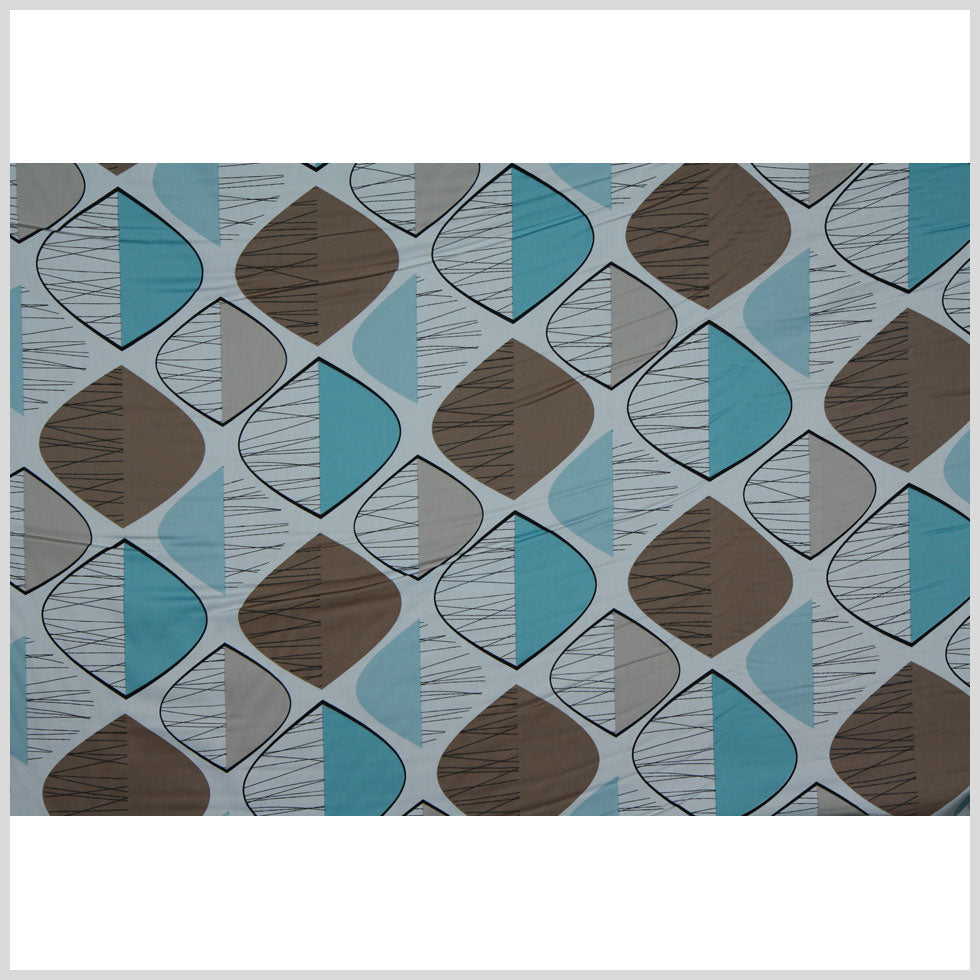 White/Light Teal/Taupe Geometric Prints