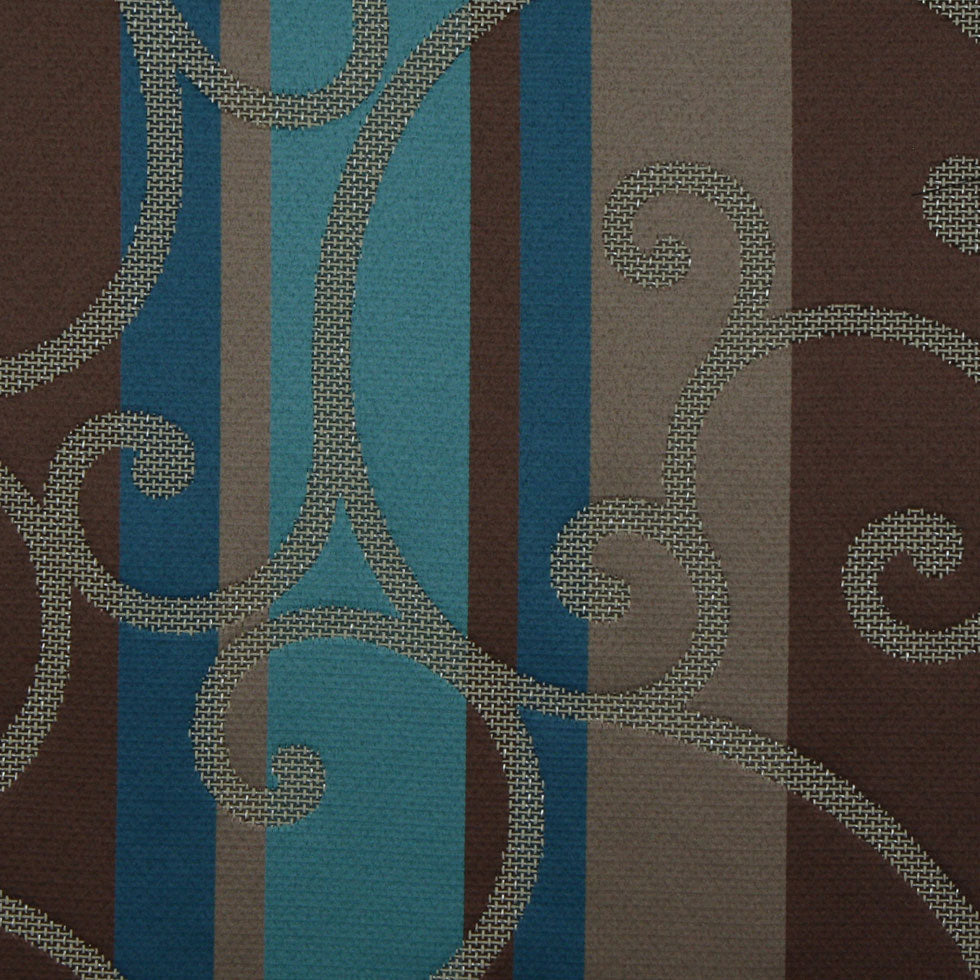 Teal/Constellation Blue/Chocolate/Taupe Swirls Woven