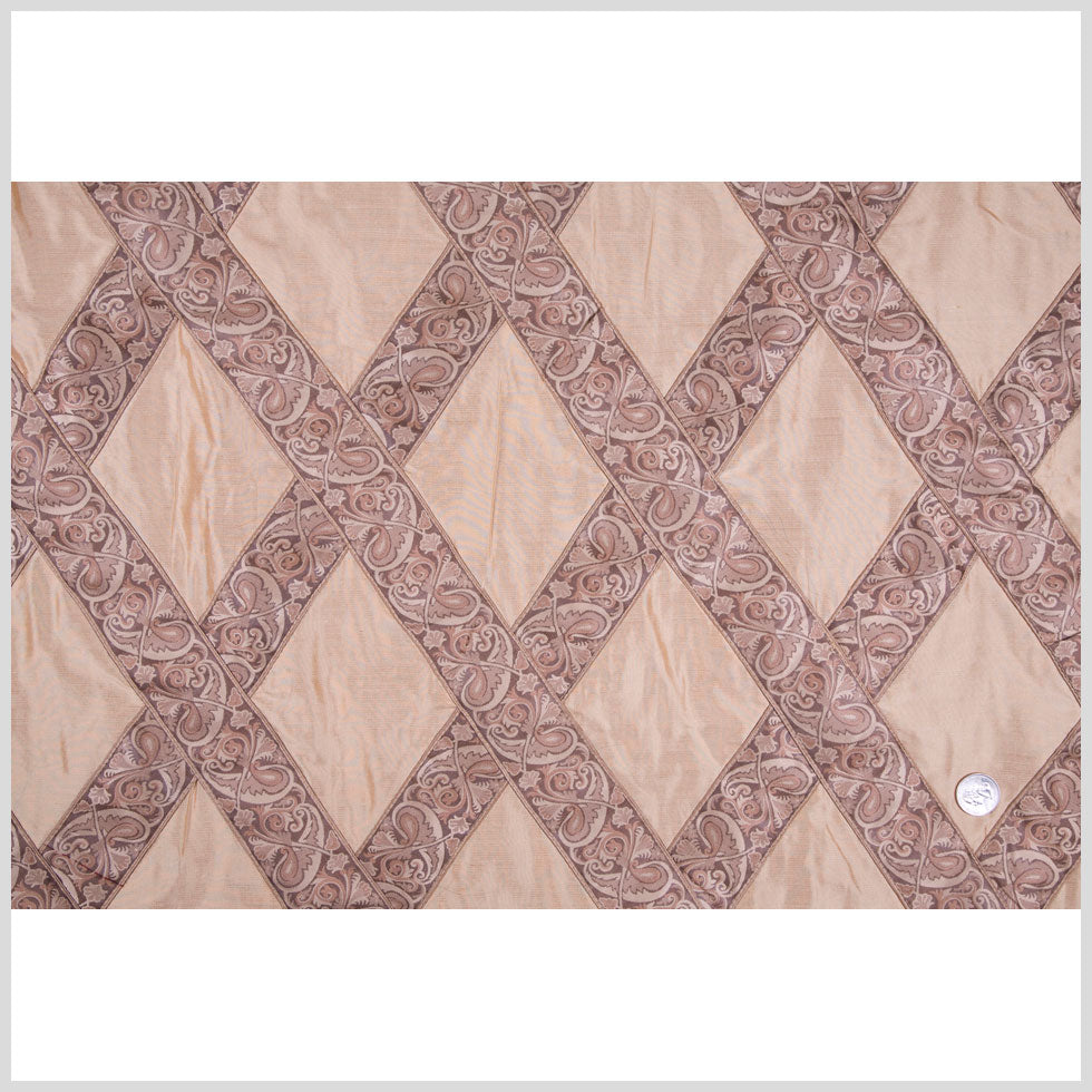 Caramel/Taupe Diamonds Shantung /Dupioni