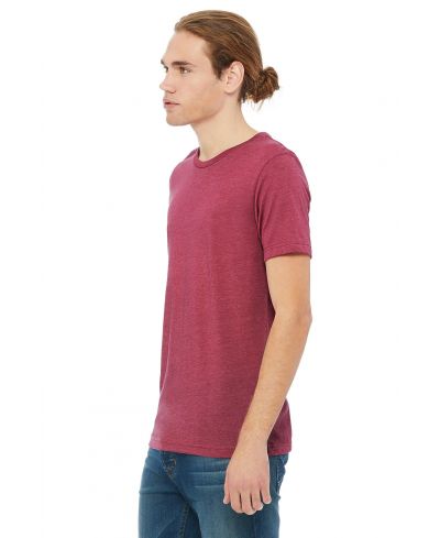 Bella Canvas 3001CVC Heather Round Neck Cotton Poly Fabric - HTR Raspberry, Short Sleeve, Crewneck (1 Shirt)