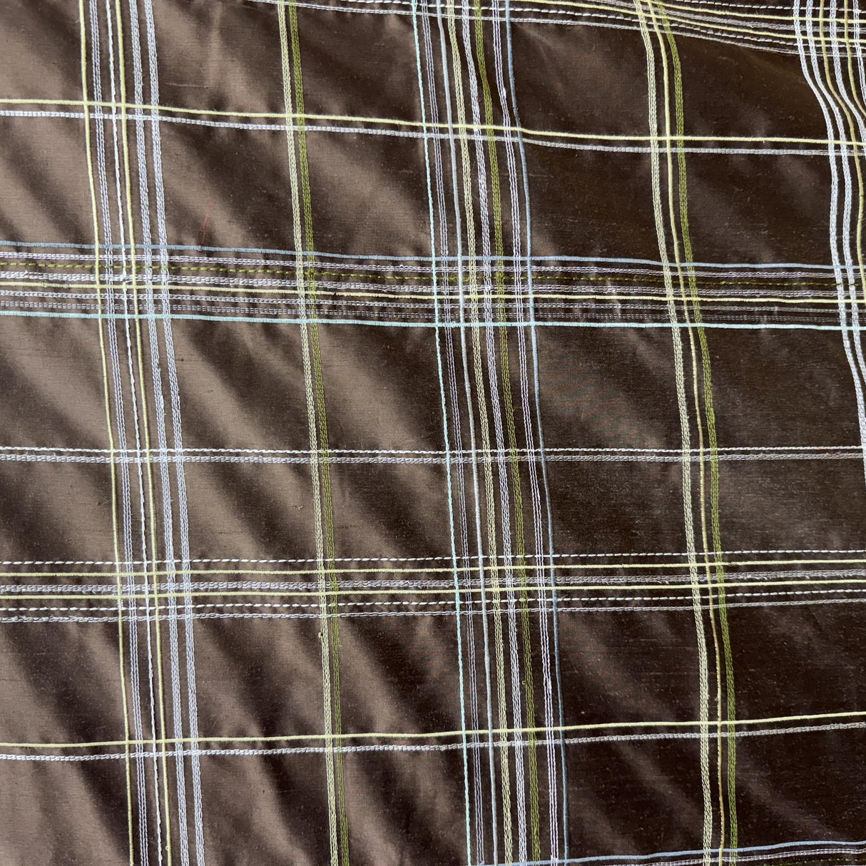 Hudson Silk Fabric - Multicolored Stripe Plaid, 54" Width (1 Yard)
