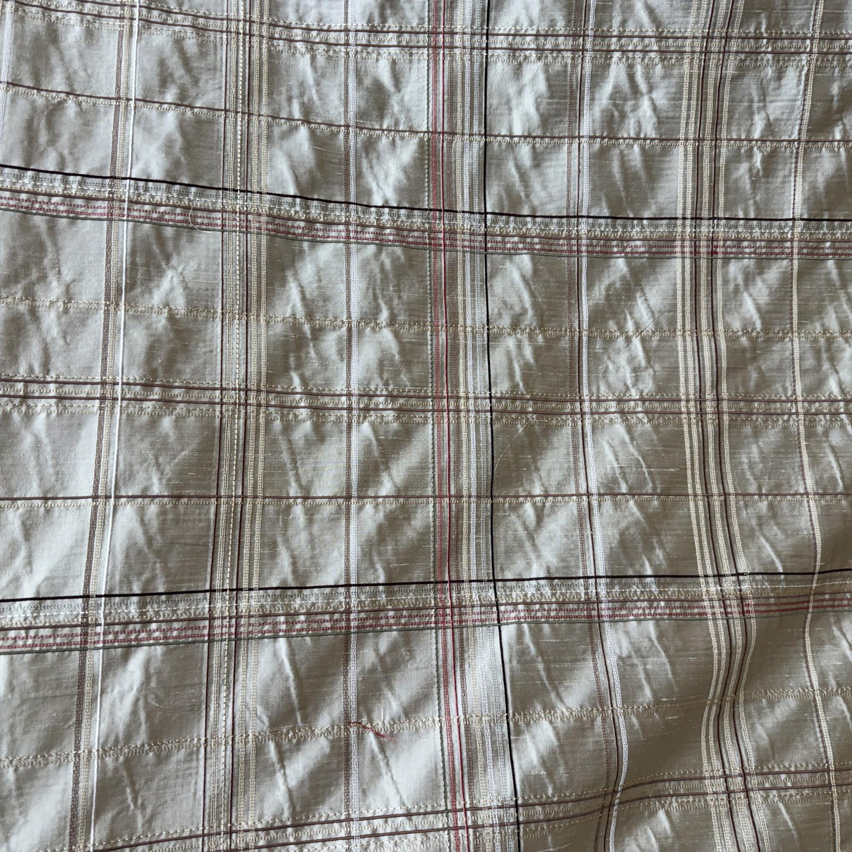 Hudson Silk Fabric - Multicolored Stripe Plaid, 54" Width (1 Yard)