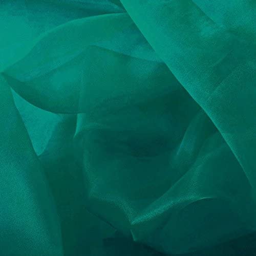 1 Yard Hunter Green Sparkle Sheer Organza Fabric 60" Wide