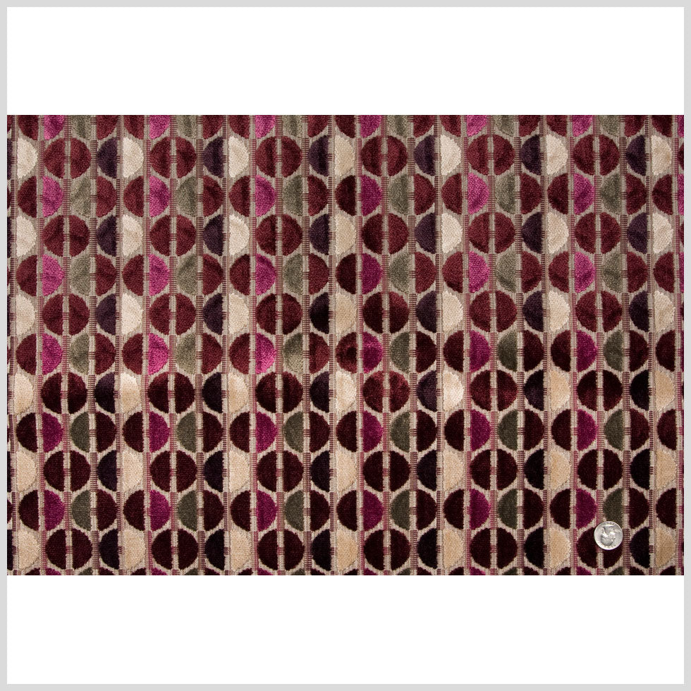 Burgundy/Stone Polka Dots Chenille