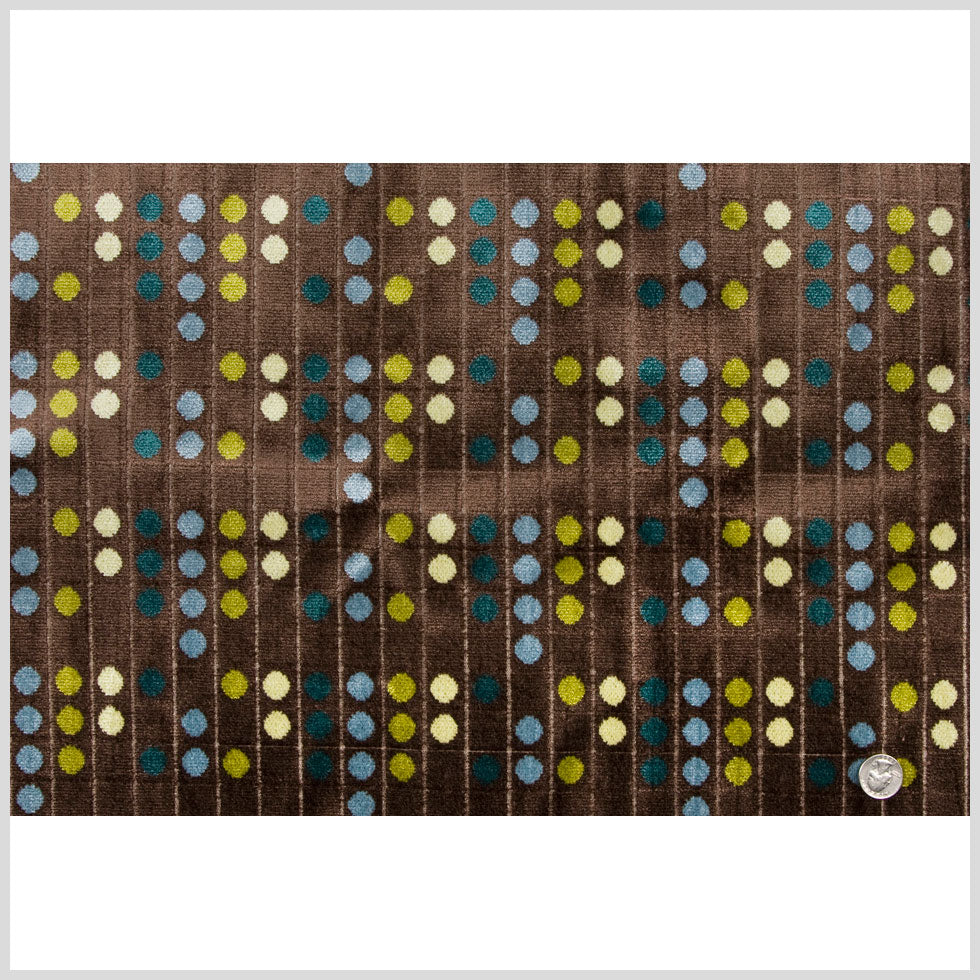 Brown/Blue Polka Dots Chenille