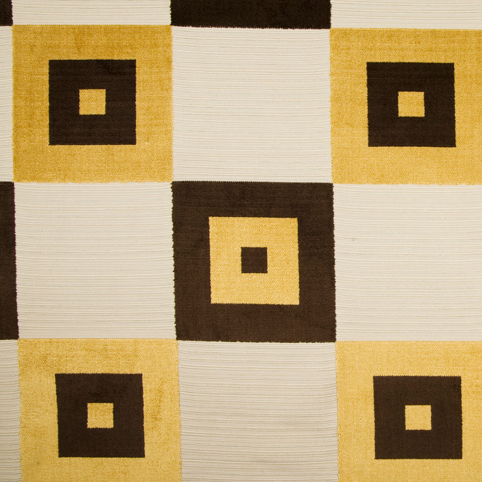 Gold/Chocolate/Natural Geometric Chenille
