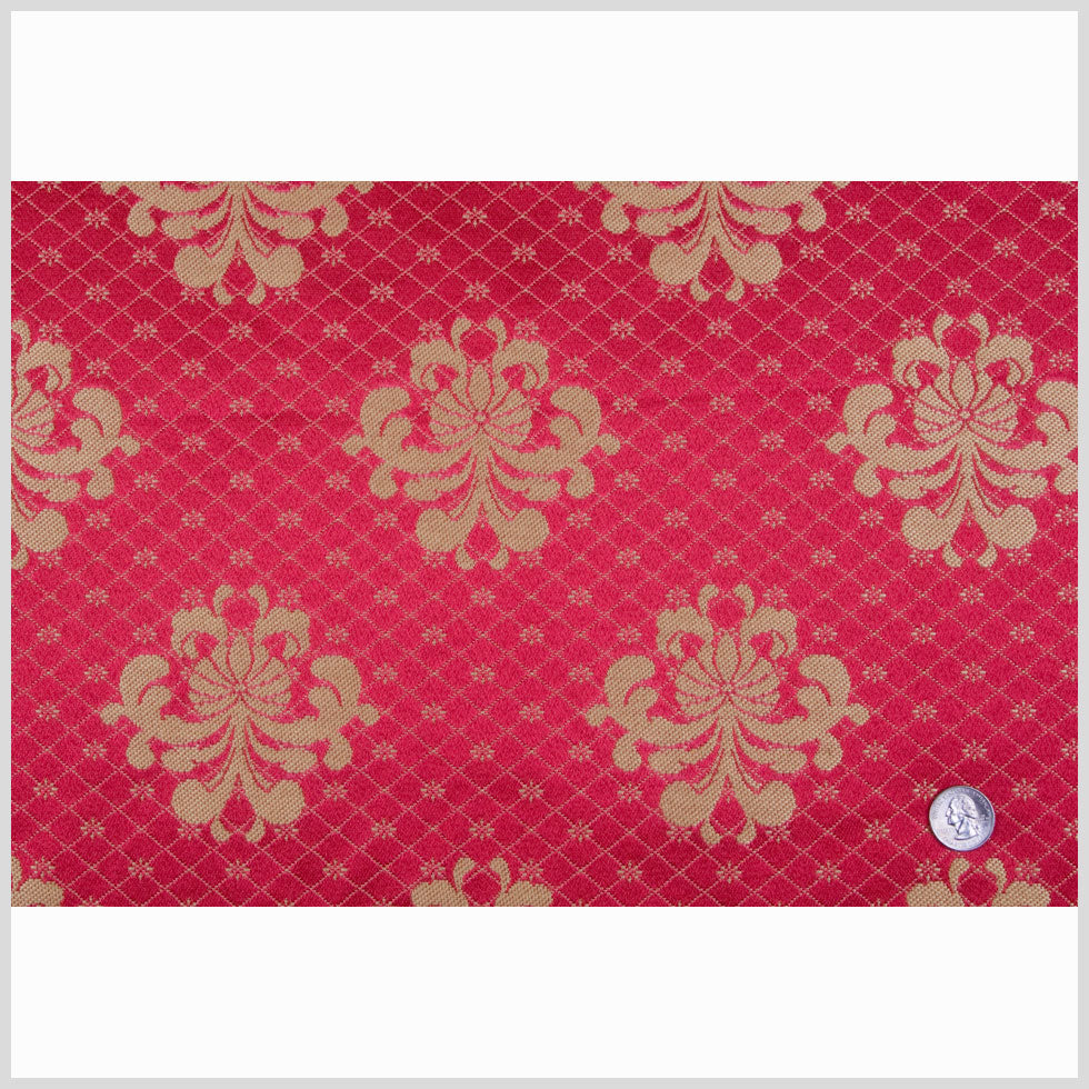 Deep Coral/Gold Classical Brocade