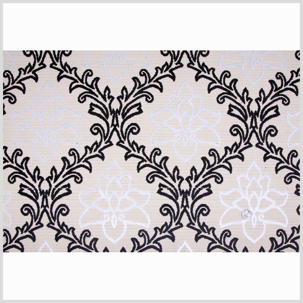Black/White/ Beige Floral Chenille