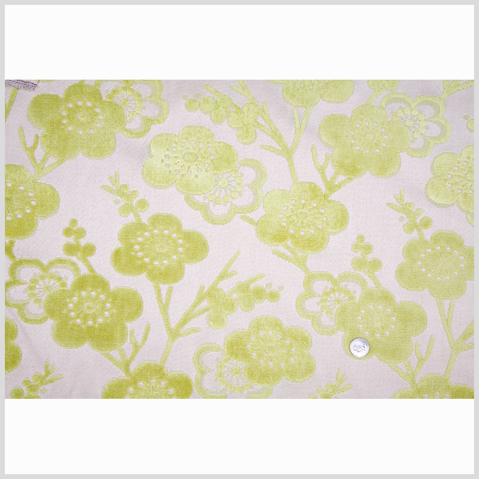 Citron/Beige Floral Chenille