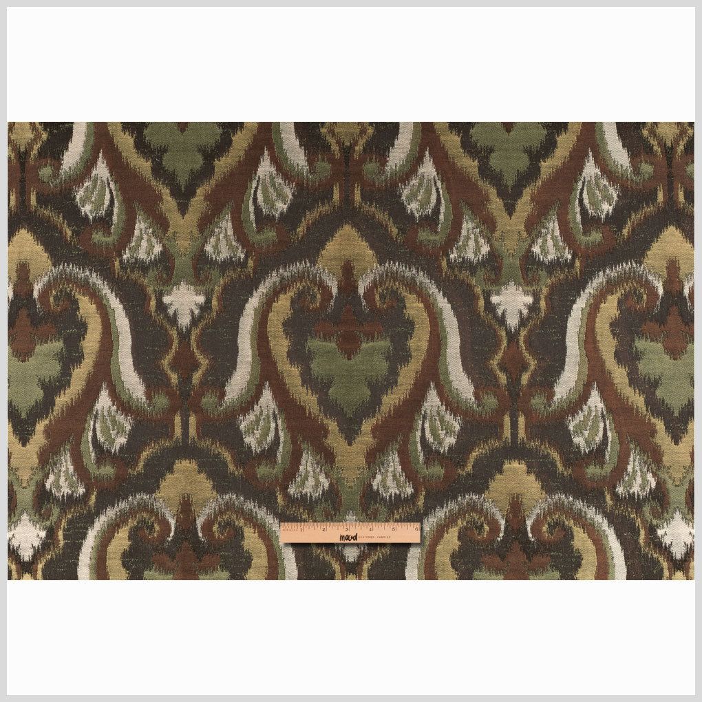 Chocolate/Black-Brown/Moss/Ivory/Victorian Gold Damask Woven