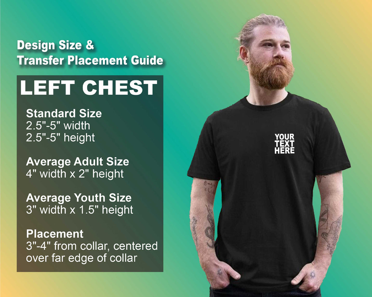 Pack: 12 Fast Custom T-Shirts – Add Your Photo, Text, or Artwork Print (Left Chest - Black)