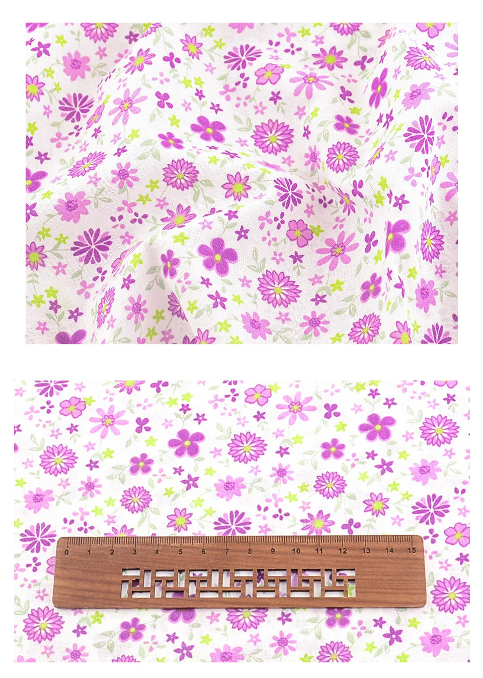 100% Cotton Fabric Pink Purple Pattern Floral Plain Printed Patchwork Cloth DIY Handmade Sewing fabrics in The Meter Needlework