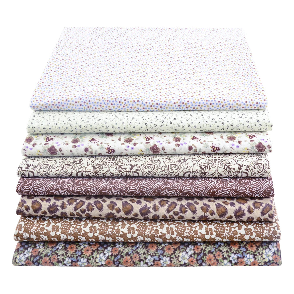 Teramila 8PCS Pack Square Multicolor Printed Cotton Fabric For Sewing Quilt Cloth Needlework Plaid Handicraft Material Patchwork