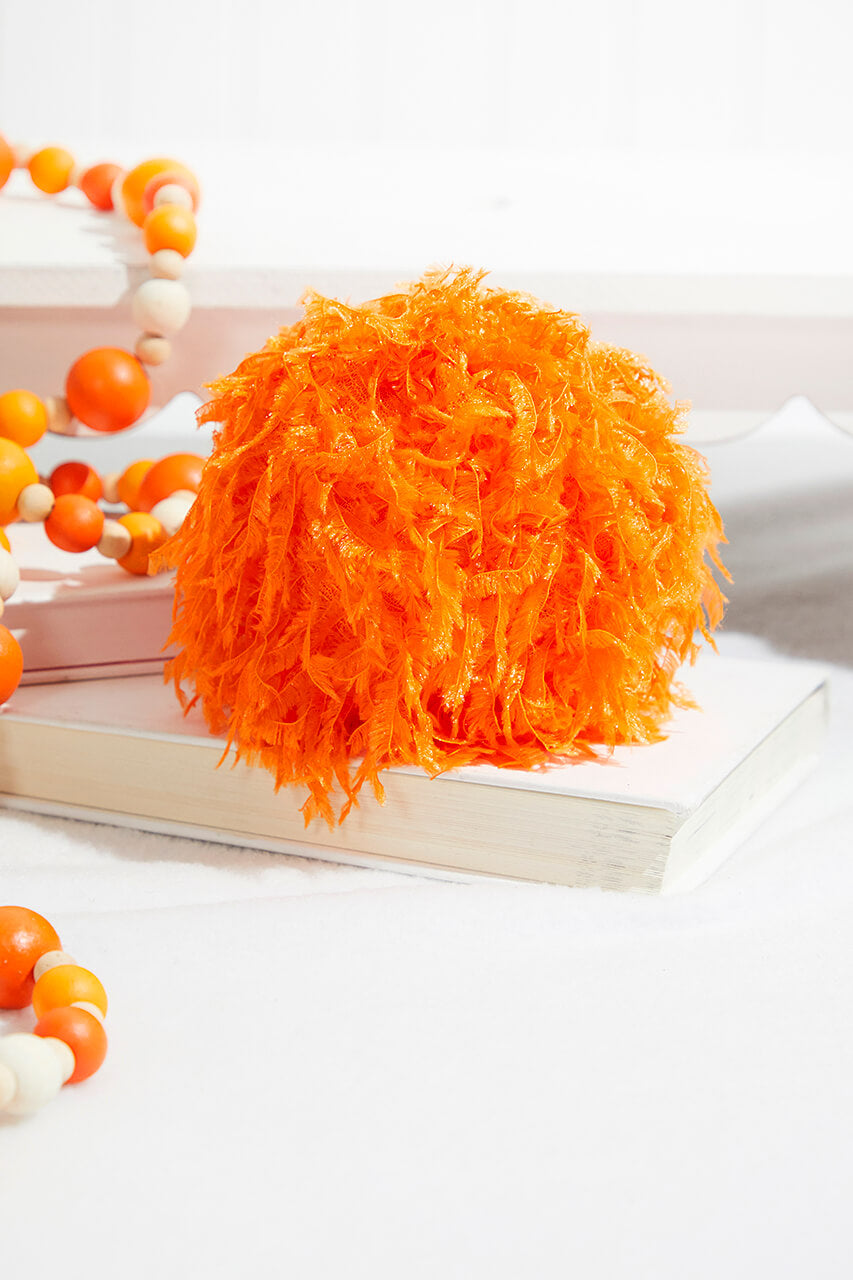 4" Furry Orange Fabric Ball Ornament