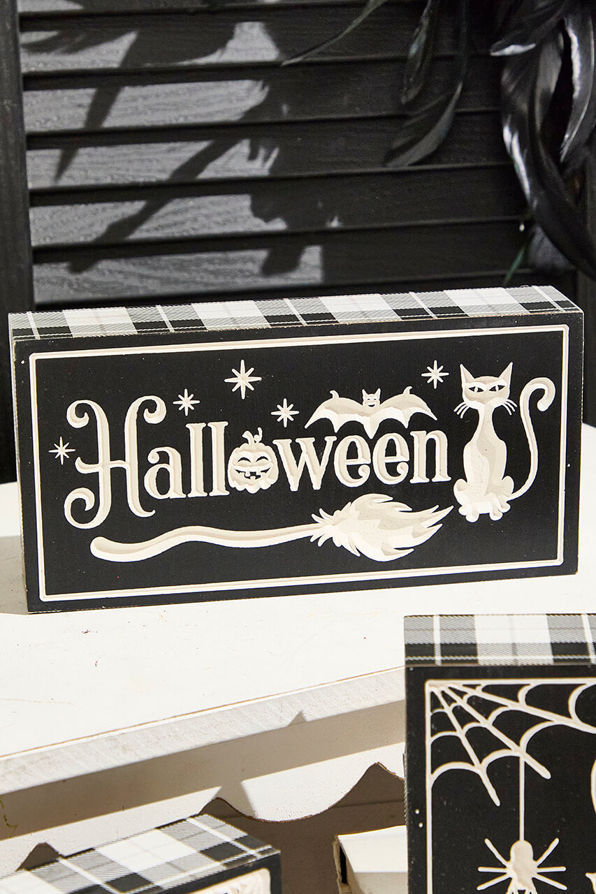 7.8" Wood Halloween Design Engraved Block