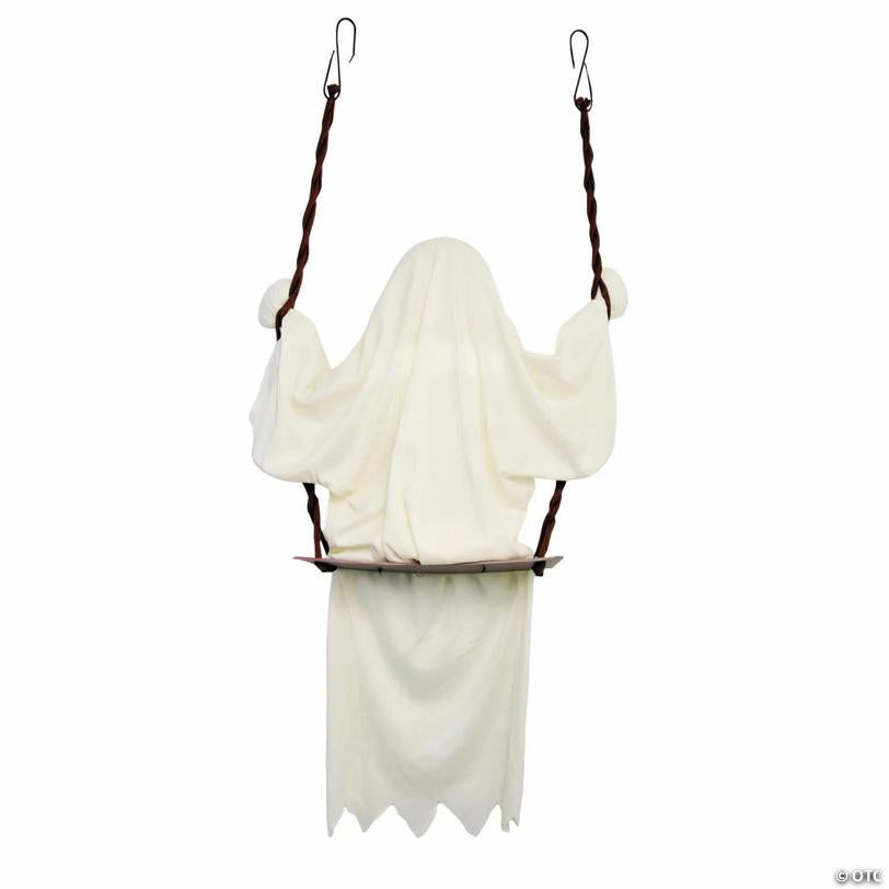 Hanging White Ghost Figure on a Swing Halloween Decoration