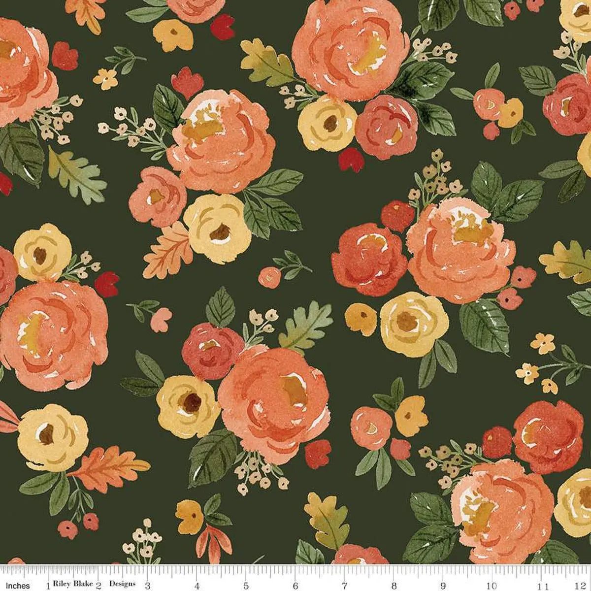 Cotton Wideback Fabric Happy Fall Days Floral Forest 107/108"