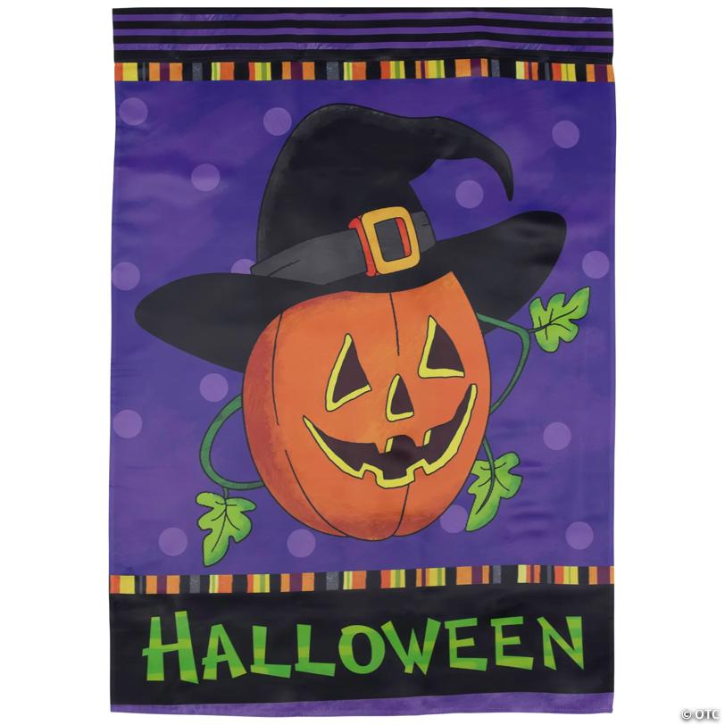 Happy Halloween Pumpkin in a Witch Hat Outdoor House Flag 28" x 40"