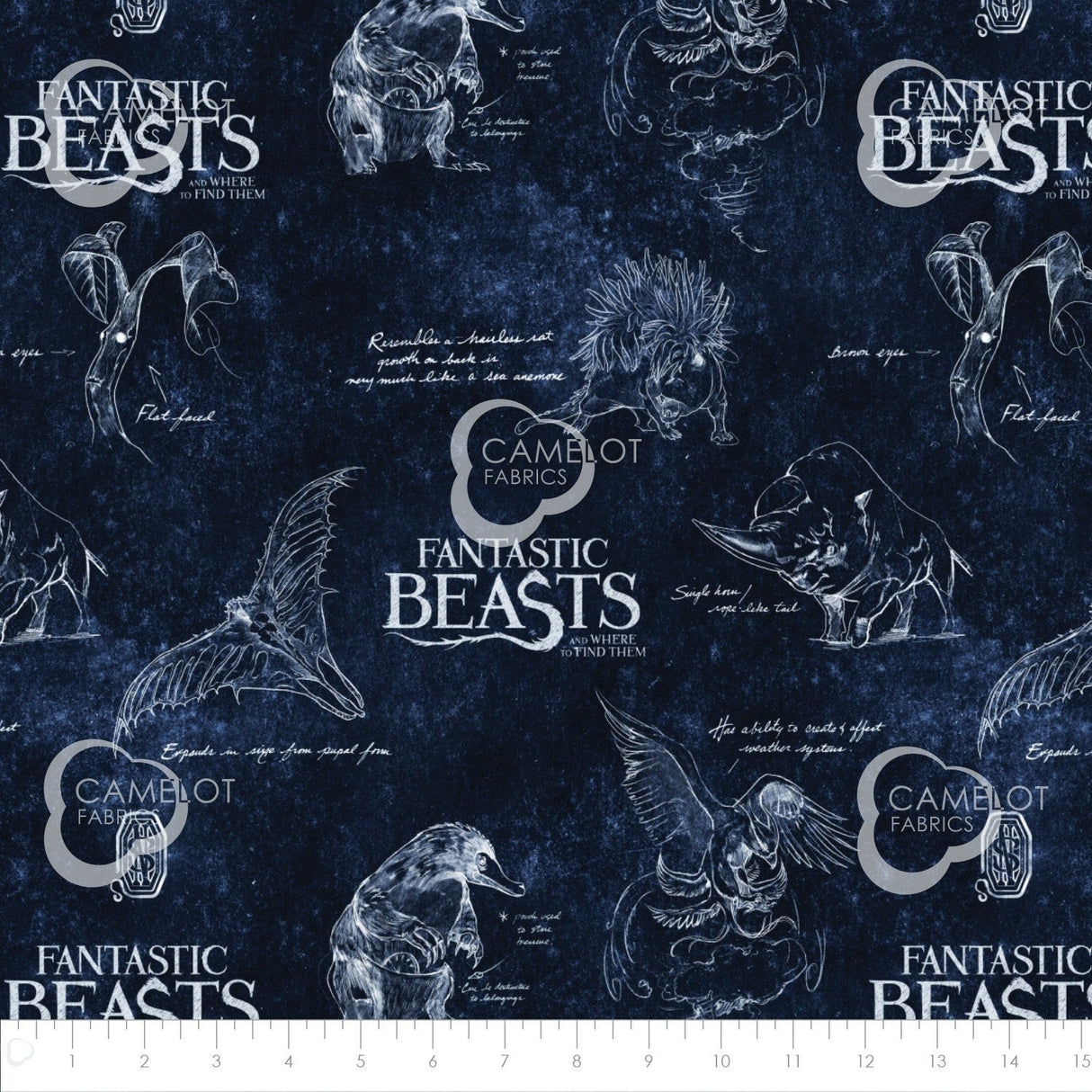 Quilting Cotton Harry Potter Fantastic Beasts Navy Wizarding World