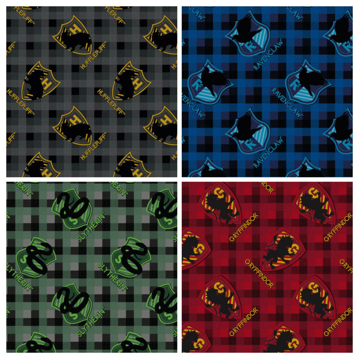Flannel Fabric Harry Potter Plaid Patch Gryffindor Slytherin Hufflepuff Ravenclaw