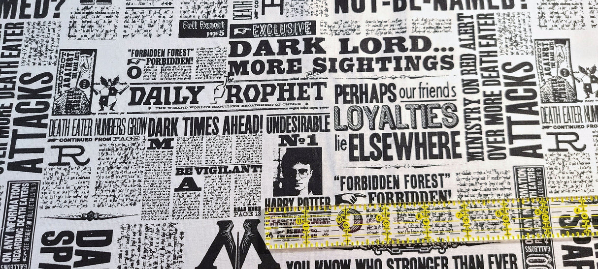Quilting Cotton Harry Potter The Daily Prophet 100% Cotton