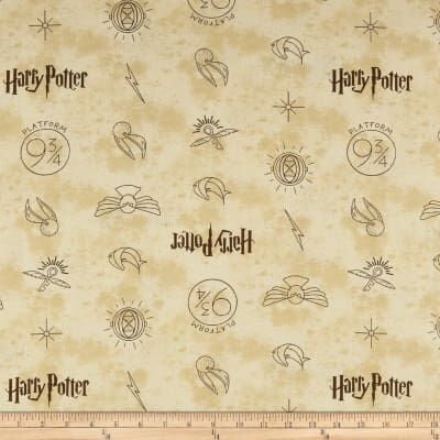 Quilting Cotton Harry Potter Symbols Cream 100% Cotton