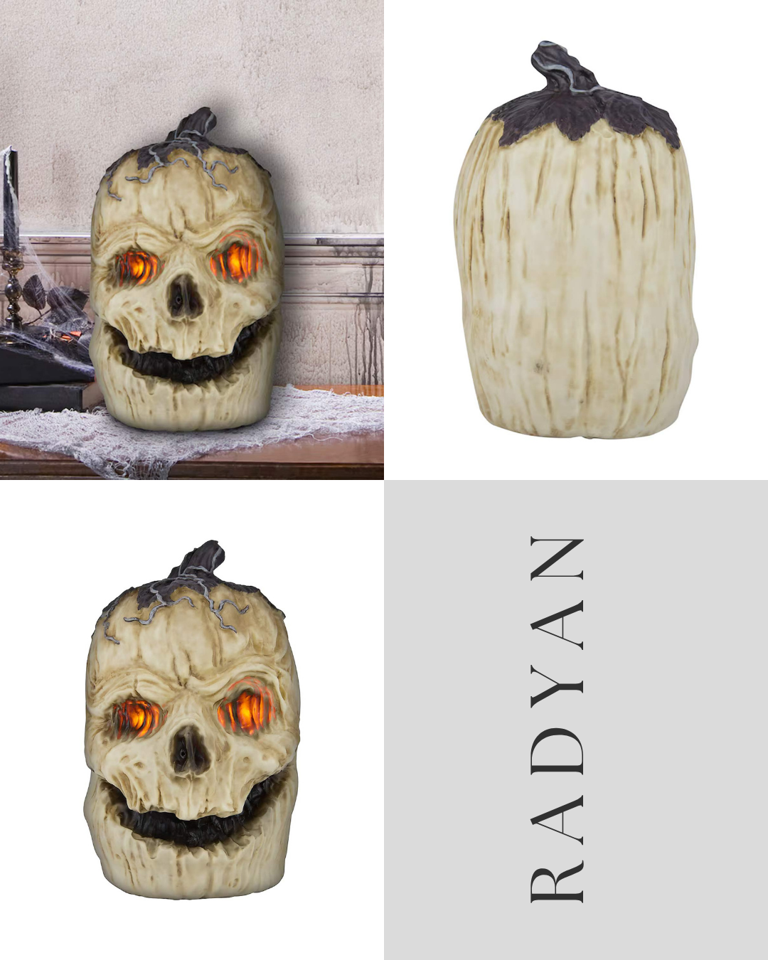 Haunted Living Lighted White Jack-O-Lantern Battery Operated Animated Halloween Decoration