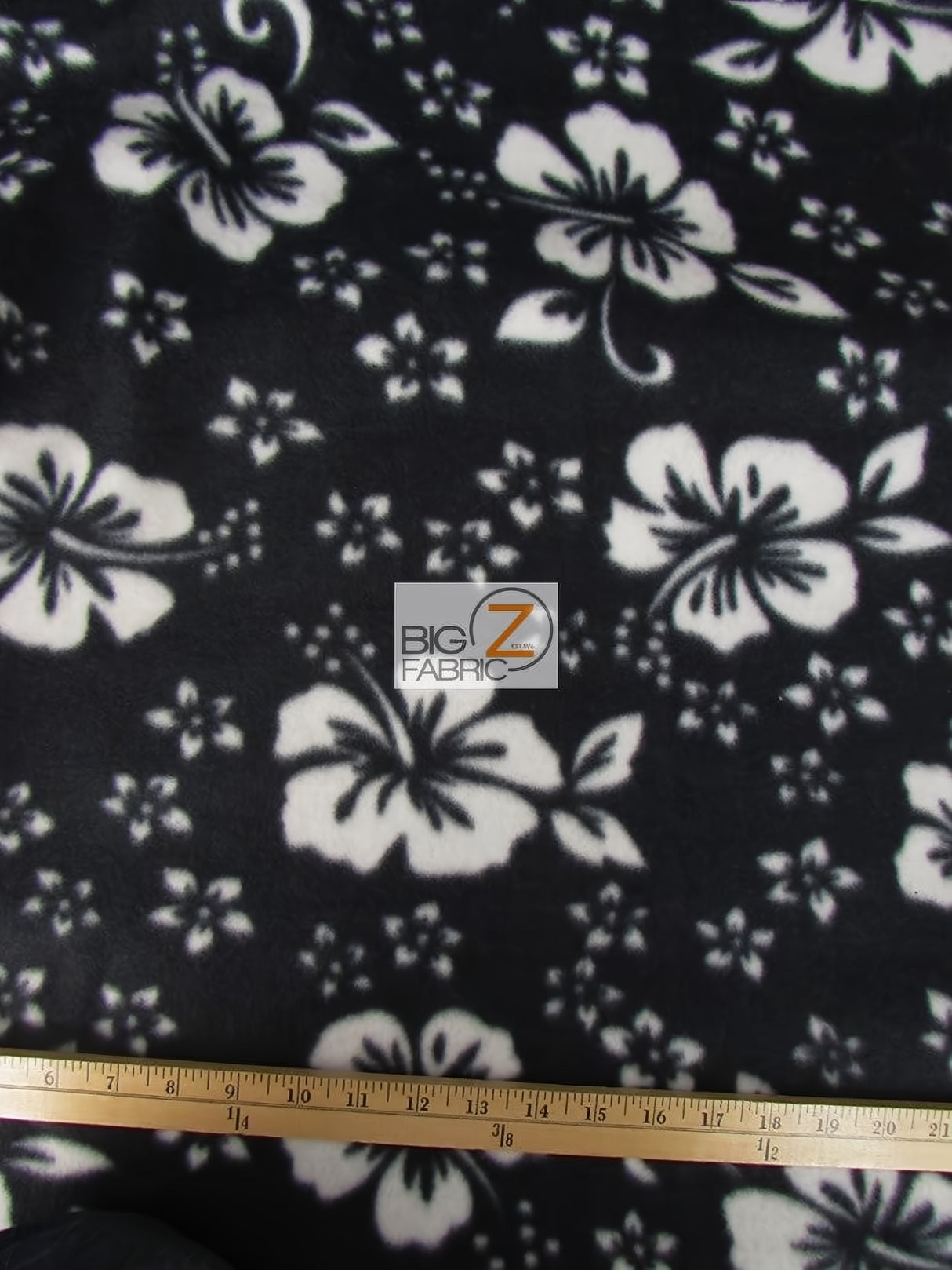 Flower Hawaiian Black Fleece Fabric