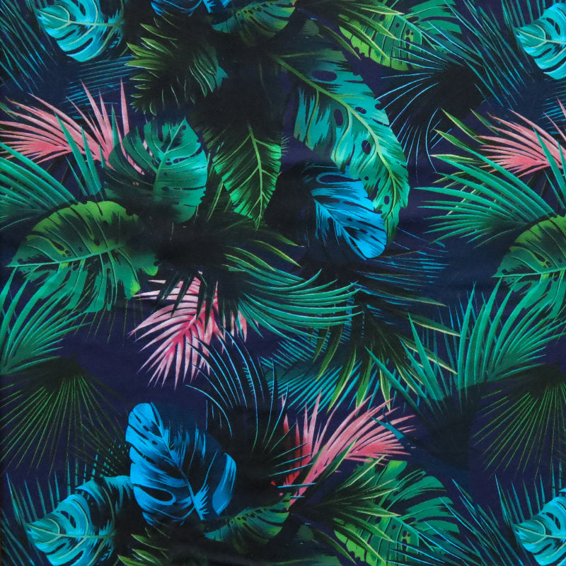Swim Knit Nylon Spandex Hawaiian Nights Floral Print 4-Way Stretch UPF 50+