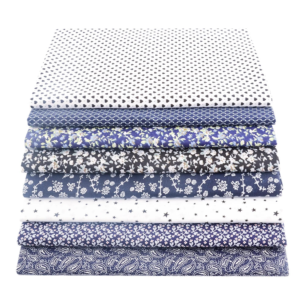 Teramila 8PCS Pack Square Multicolor Printed Cotton Fabric For Sewing Quilt Cloth Needlework Plaid Handicraft Material Patchwork