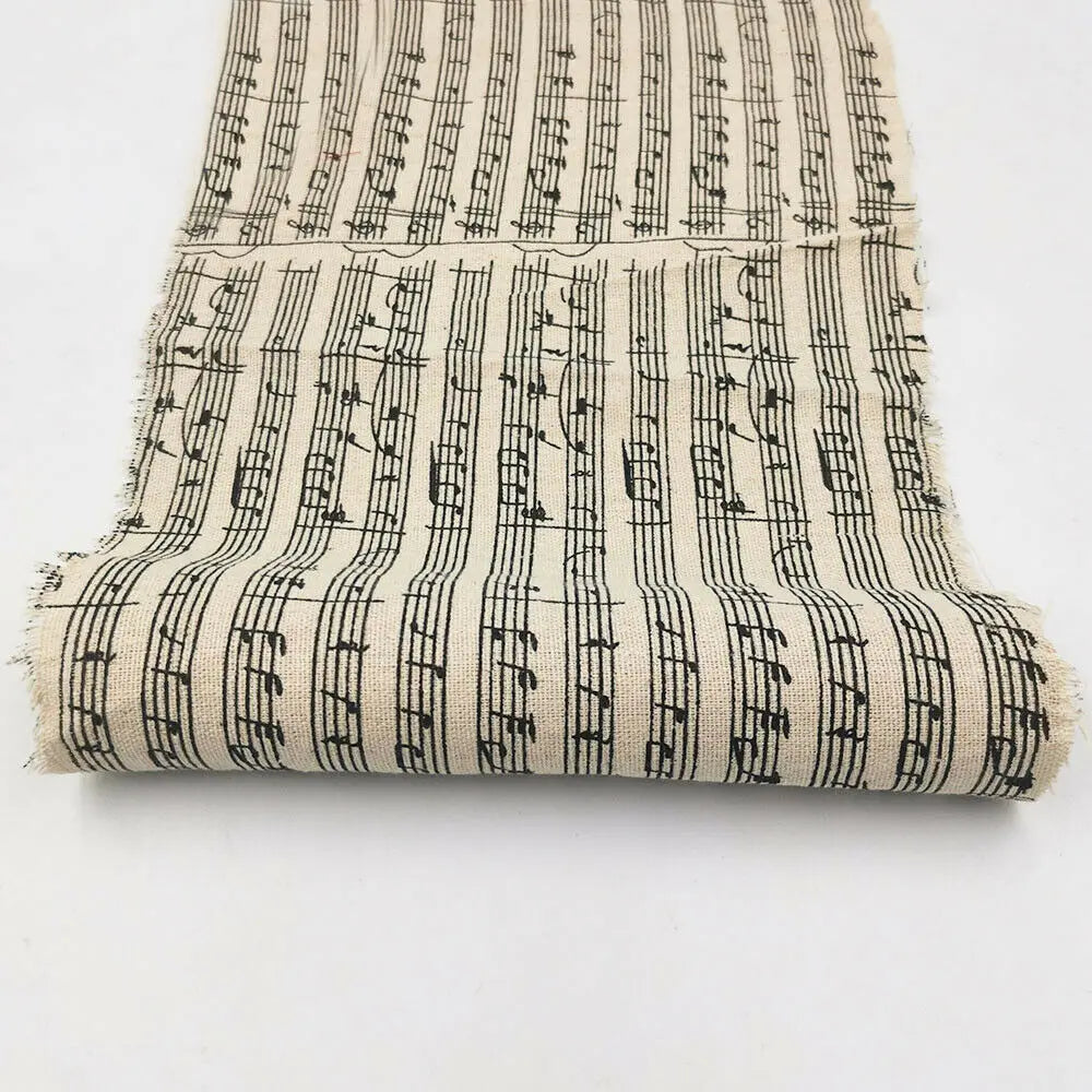 Piano Music Score Printed Fabric Sheet Retro Linen Cotton DIY Handmade Craft Sewing Cushion Tablecloths Decor Material