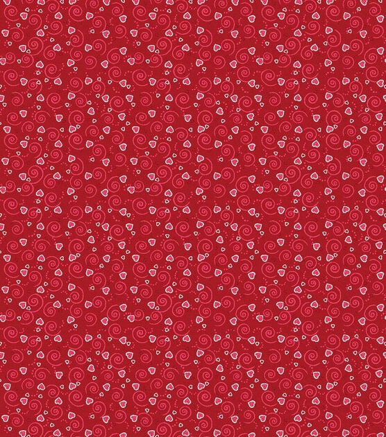 Quilting Cotton Hearts N Scrolls Red Glitter Valentine’s Day