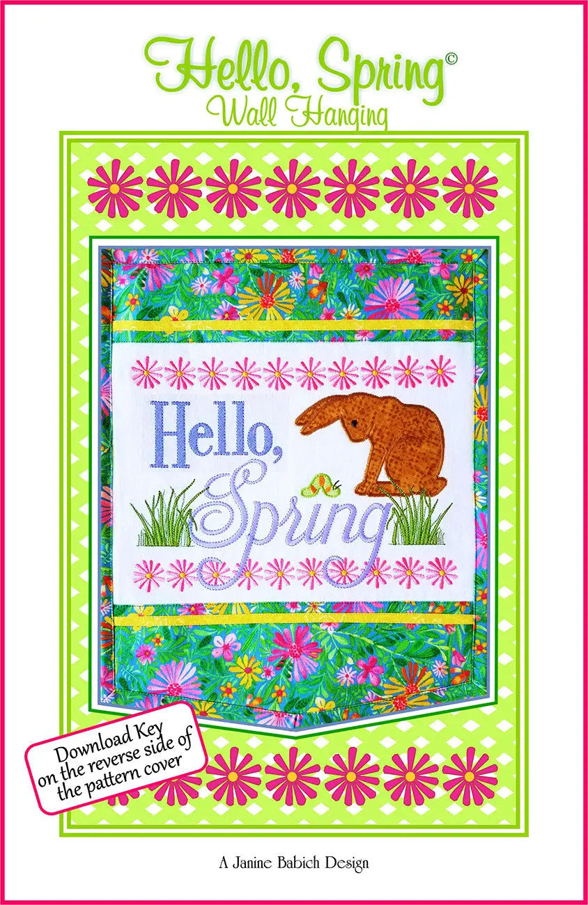 Embroidery Pattern Hello Spring Wall Hanging