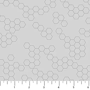 Cotton Print Hexies Gray Pigment Dewfall Fabric 44/45"