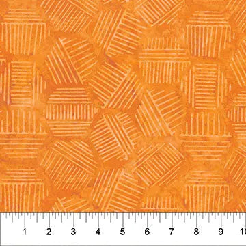 Cotton Hexies Persimmon Orange Fabric 44/45"