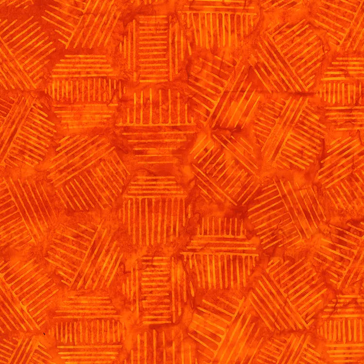 Cotton Hexies Pumpkin Batik Fabric 44/45"