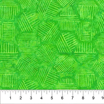 Cotton Hexies Spring Green Batik Fabric 44/45"