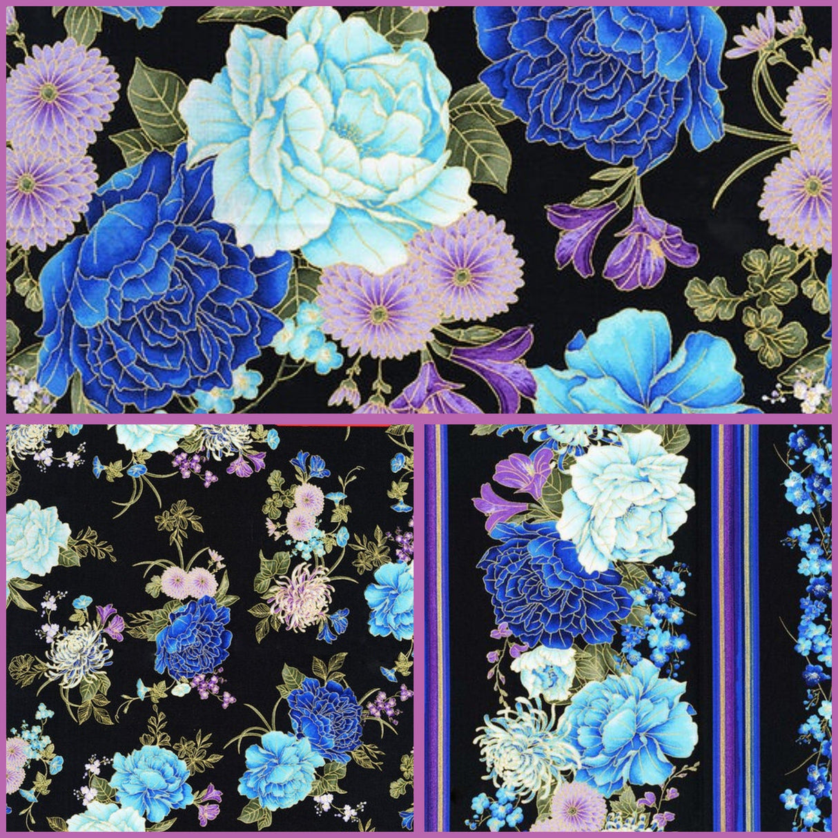 Quilting Cotton Hi Fashion Metallic Floral Timeless Treasures