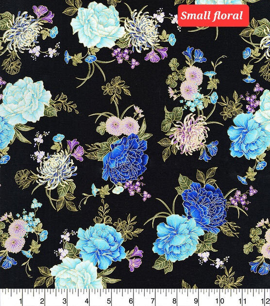 Quilting Cotton Hi Fashion Metallic Floral Timeless Treasures