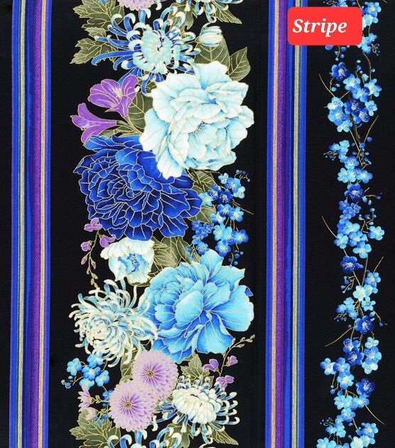 Quilting Cotton Hi Fashion Metallic Floral Timeless Treasures