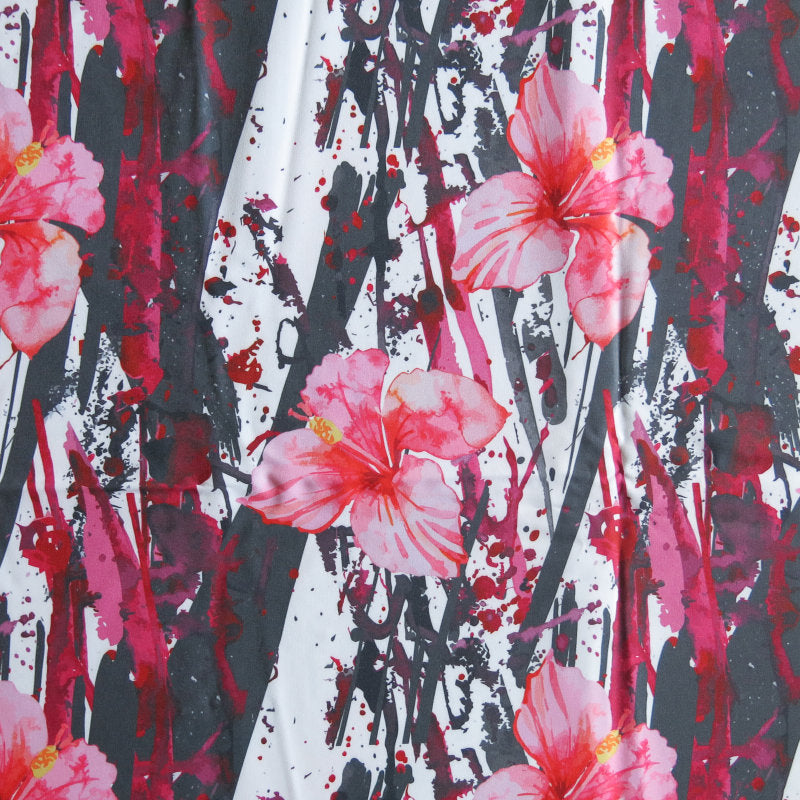 Stretch Woven Boardshort Fabric Hibiscus Frequency Flow