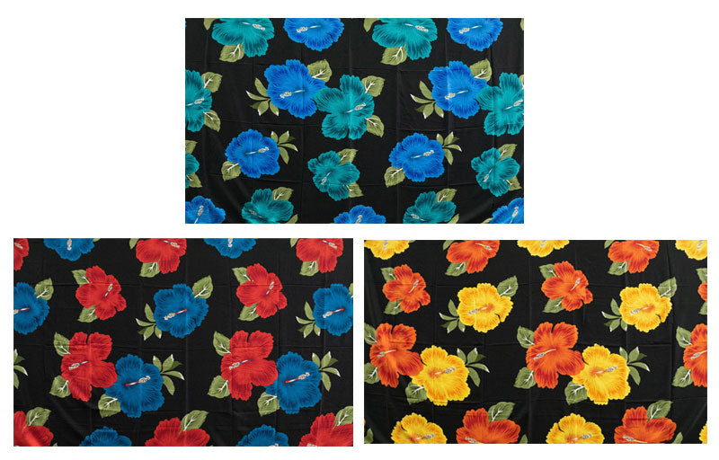 Hibiscus All Over Design Polyester Fabric - Multicolor Hibiscus Floral Print, 70x43 (1 Piece)