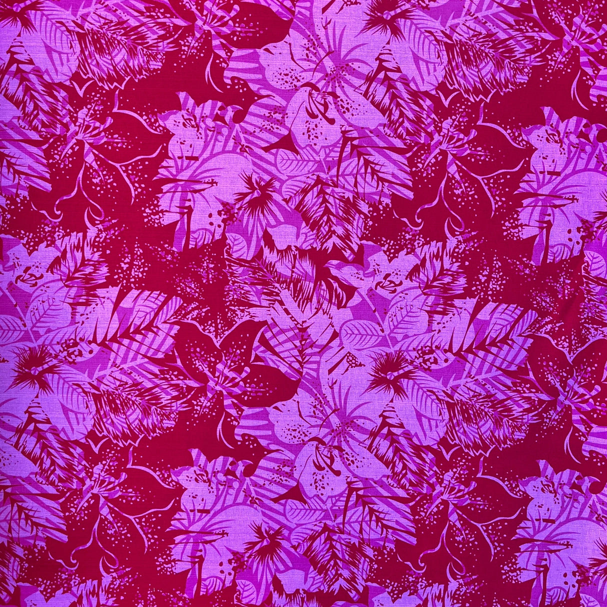 Hibiscus Plumeria Tropical Leaves Cotton Light Barkcloth Fabric - Hibiscus And Plumeria Floral Tropical Leaves Print, 36" X 45" (1 Yard)