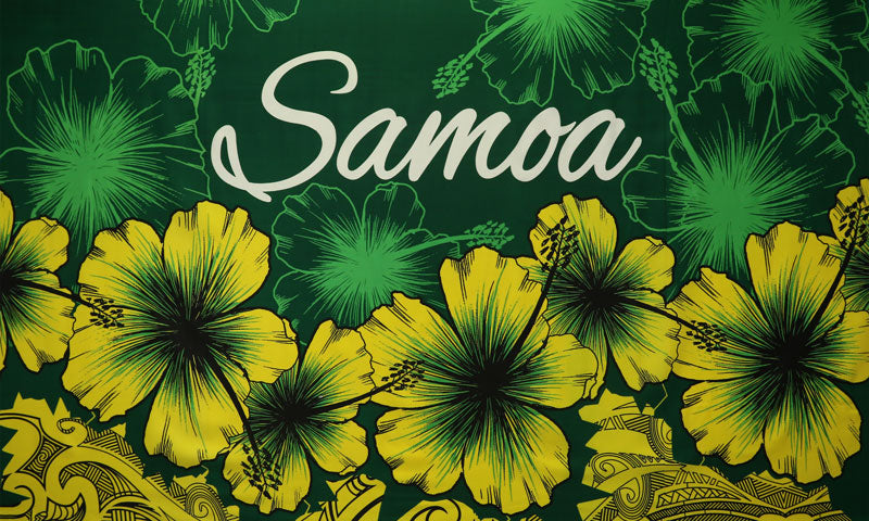 Hibiscus Samoa Polyester Fabric - Two-Tone Hibiscus Floral Print, 67" L X 44" W (1 Piece)