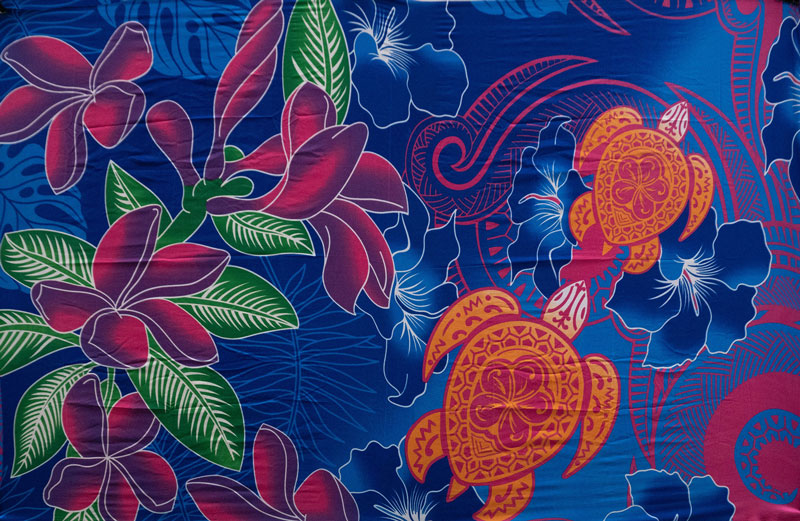 Polyester Sarong Hibiscus Tiare Turtle 72x45