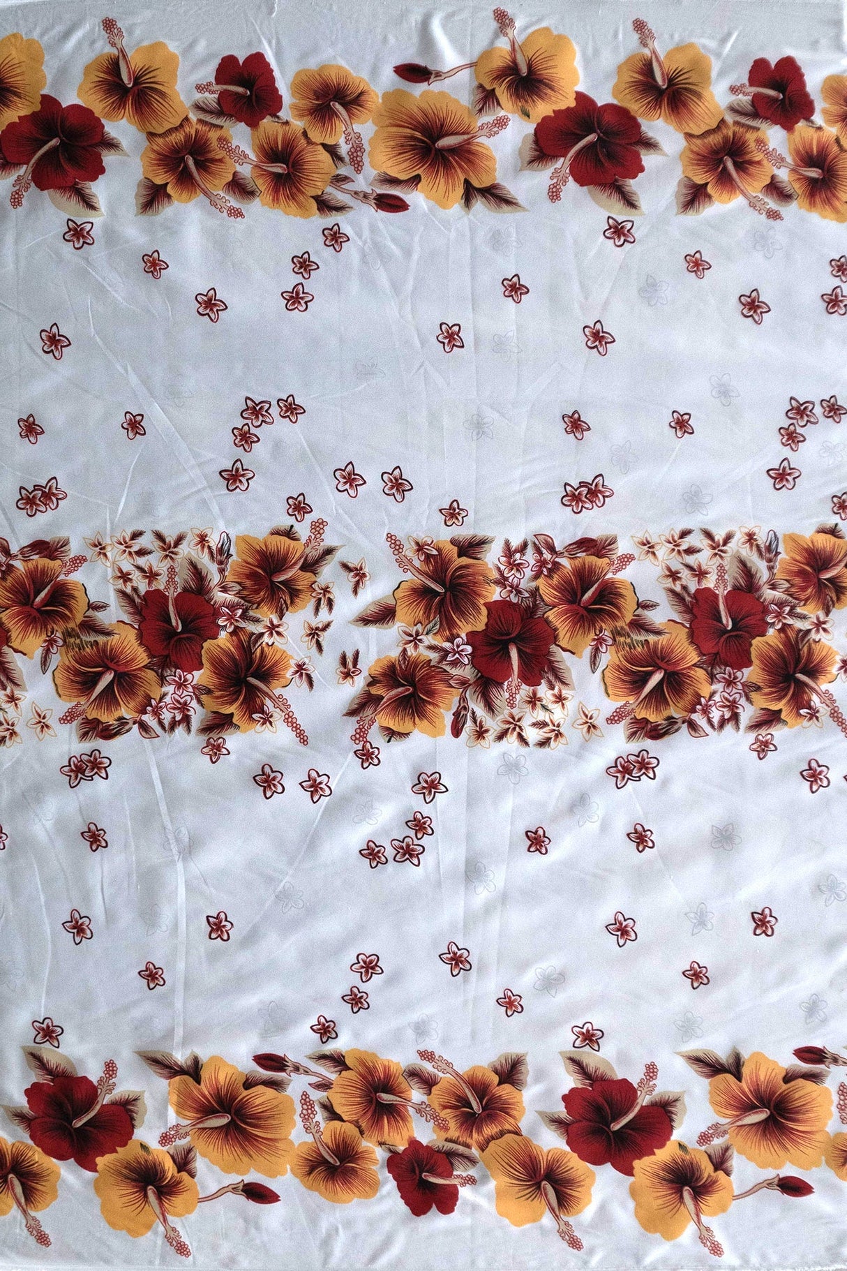 Polyester Hibiscus Triple Border Fabric