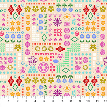 Cotton Print Fabric High Score Cream Yesterday 44/45"