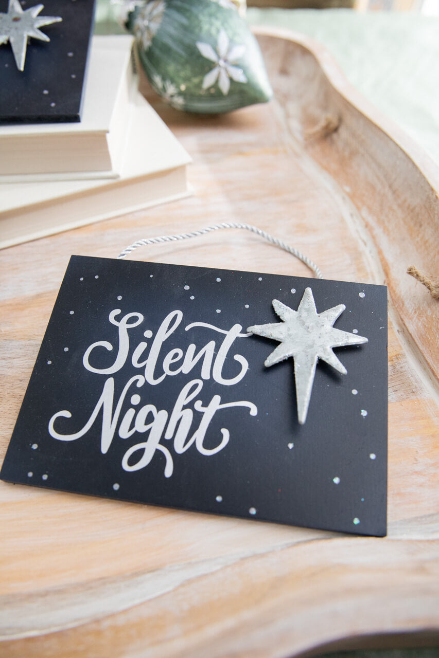 4.5" Navy Holy Night Plaque Ornament