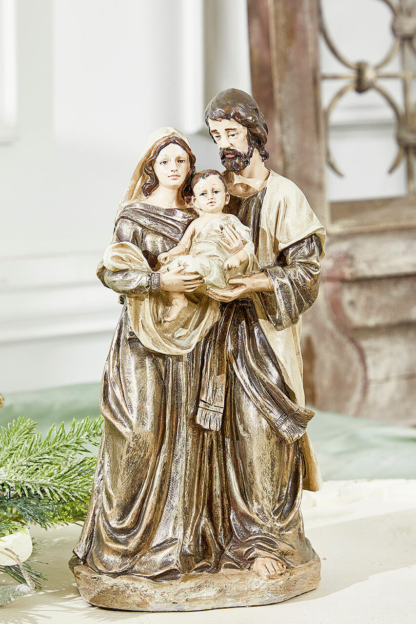 13 Inch Resin Holy Family Nativity Scene Mary Joseph Baby Jesus Christmas Religious Tabletop Decor Figurine