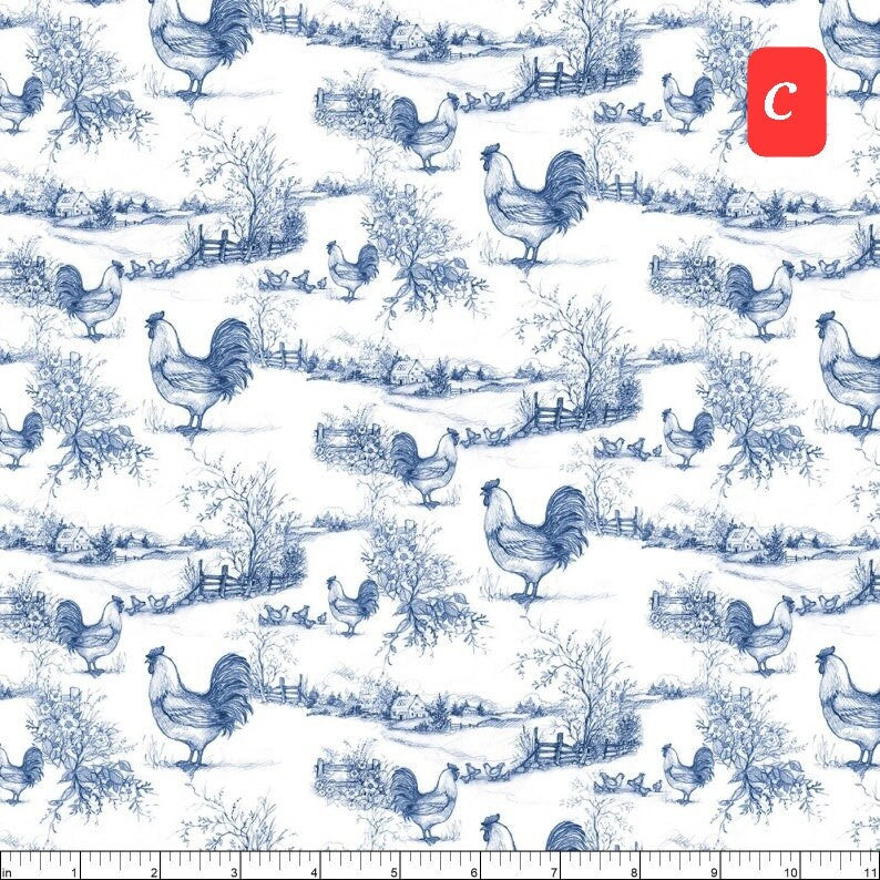 Quilting Cotton Home to Roost Placemat Panel Wilmington